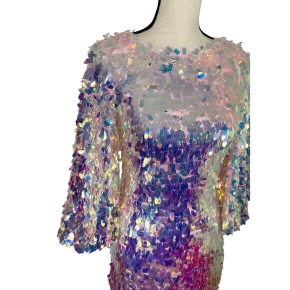 ONE33 Social NWT Pink Iridescent Sequin Balloon Sleeve Party Mini Dress | Size 2 - Picture 6 of 16